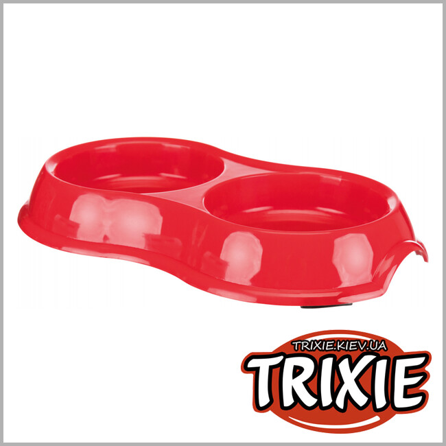 ТРИКСИ Украина - Пластиковая миска двойная TRIXIE (не скользит 2*0.2л / 11см)