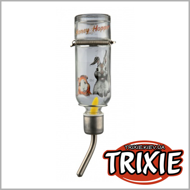 ТРИКСИ Украина - Стеклянная поилка для грызунов Trixie Honey & Hopper (стекло 125мл)