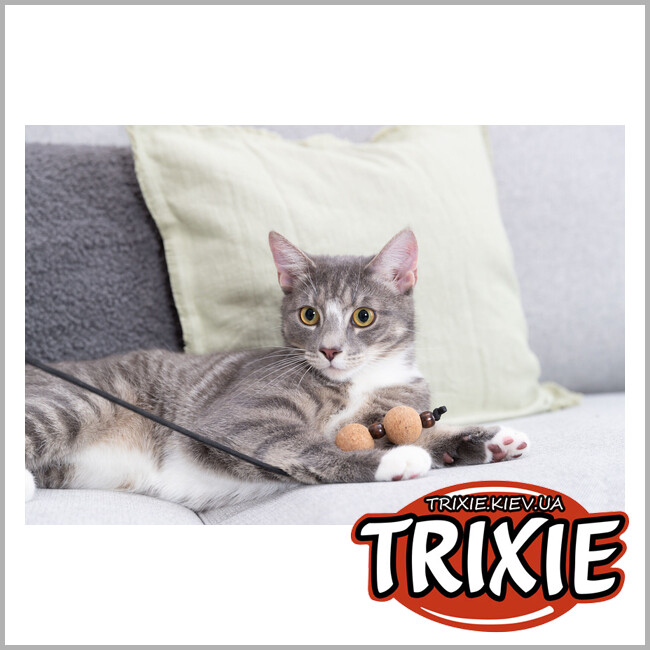 ТРИКСИ Украина - CityStyle удочка Trixie 41139 с мячиками (дерево/пробка), 40 см