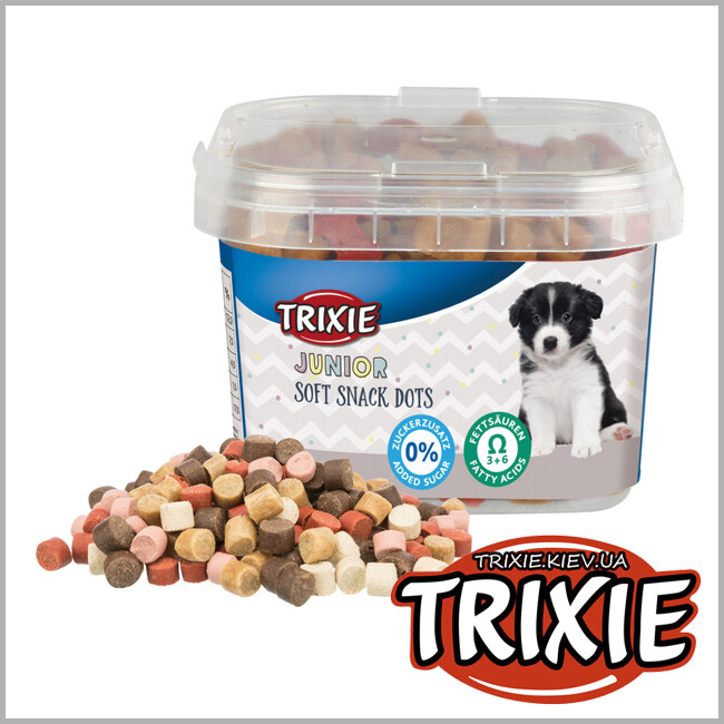 ТРИКСИ Украина - Лакомство для собак Trixie 31519 Junior Soft Snack Dots с курицей и лососем 140г