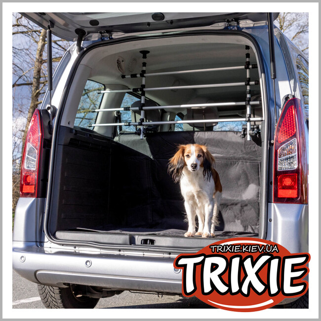 ТРИКСИ Украина - Авто решетка Trixie 13171 с фиксацией подголовника для животных: 93-163см/34-48см, серебро/черный