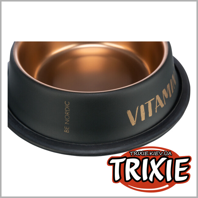 ТРИКСИ Украина - Миска "BE NORDIC", Trixie 24303 нержав.сталь/резина, 0.2л/15см, черный/бронза