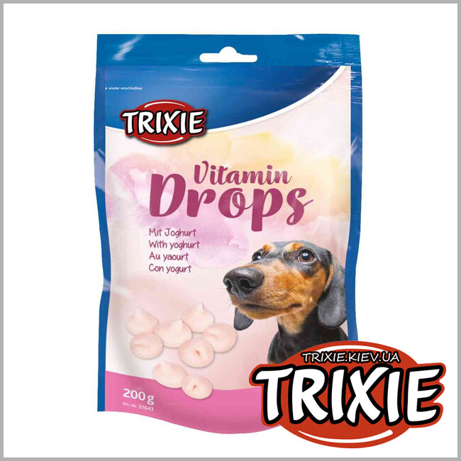 ТРИКСИ Украина - Лакомство для собак дропсы Trixie 31643 Vitamin Drops with Yoghurt с витаминами 200г