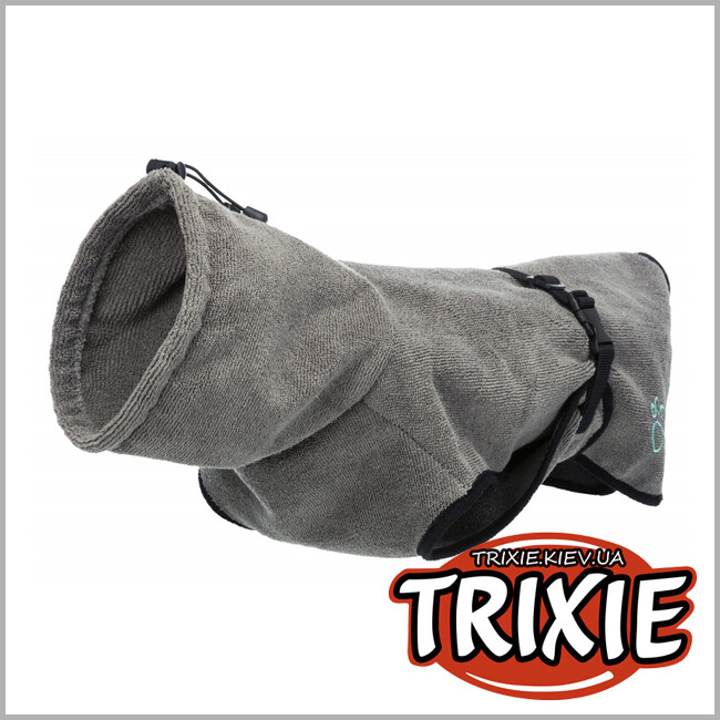 ТРИКСИ Украина - Халат-попона для собак махровый TRIXIE (XS: 30см, серый)