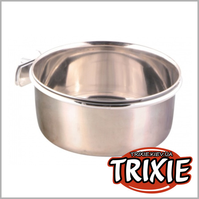 ТРИКСИ Украина - Миска металлическая с кольцом креплением для попугаев Trixie (0.6 L)