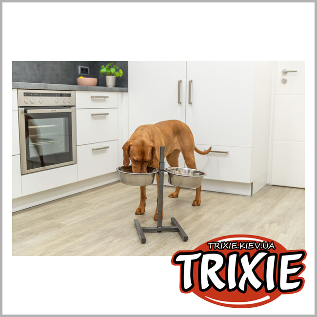 ТРИКСИ Украина - Подставка с мисками для собак Trixie 24922 на регулируемой подставке металлическая 2x2,8 л/24 см