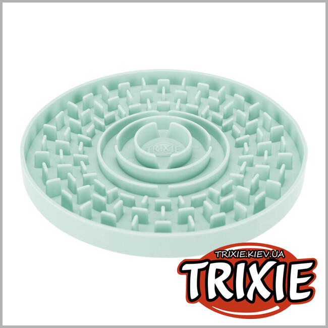 ТРИКСИ Украина - Миска-коврик для щенков Trixie 34954 Junior для медленного кормления голубая пластик 15 см