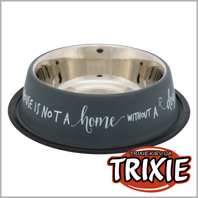 ТРИКСИ Украина - Миска с резиновой основой TRIXIE (металл, 0.9л/23см, серый)