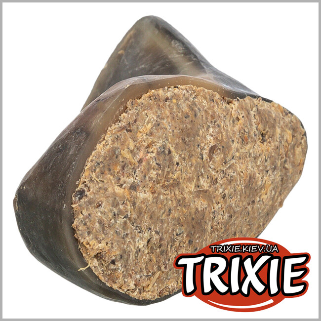 ТРИКСИ Украина - Рог буйвола для животных Trixie 27751 с начинкой из мяса/сухожилия, 10-14см.