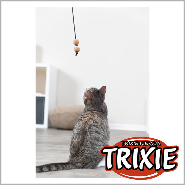 ТРИКСИ Украина - CityStyle удочка Trixie 41139 с мячиками (дерево/пробка), 40 см