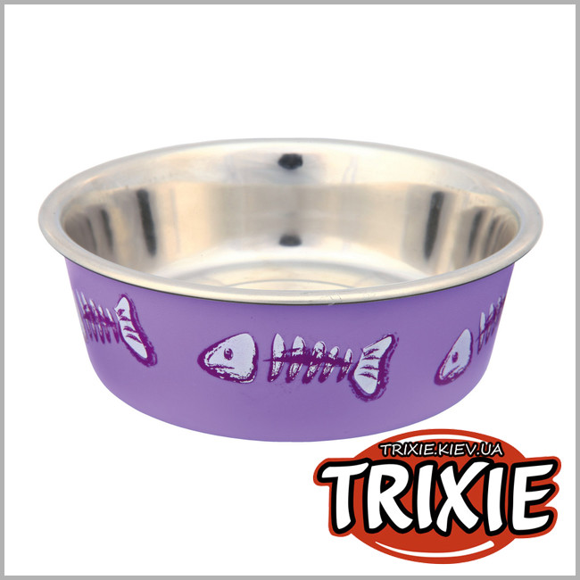 ТРИКСИ Украина - Миска металлическая нескользящая Trixie Stainless Steel Bowl (нескользящая 0.25 л/12 см)