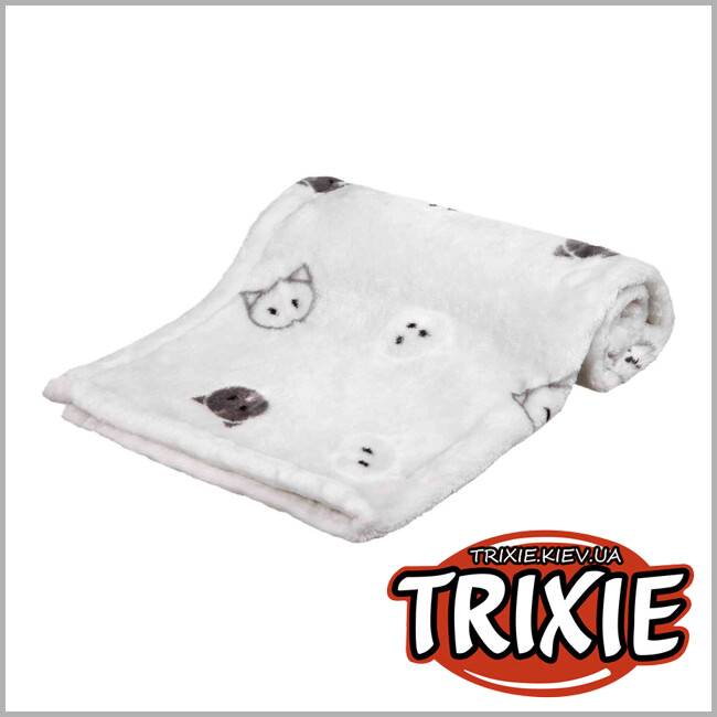 ТРИКСИ Украина - Подстилка Mimi-TRIXIE с кошками (плюш, 70 × 50 cм, светло-серый)