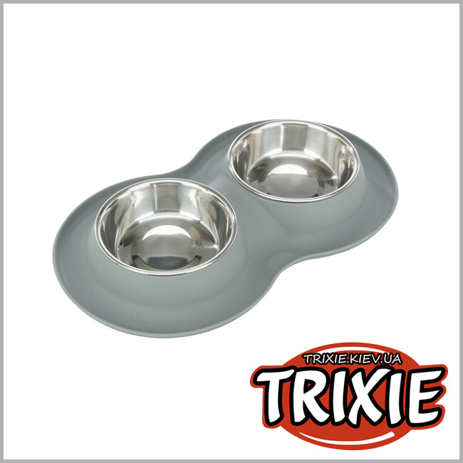 ТРИКСИ Украина - Миска для собак Trixie ( 2 * 0,4 л., ø 16 см / 40 × 5 × 23 см. ) серый