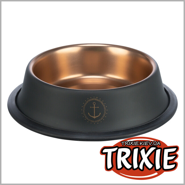 ТРИКСИ Украина - Миска Trixie 24304 "BE NORDIC", нержав. сталь/резина, 0.45 л/19 см, черный/бронза