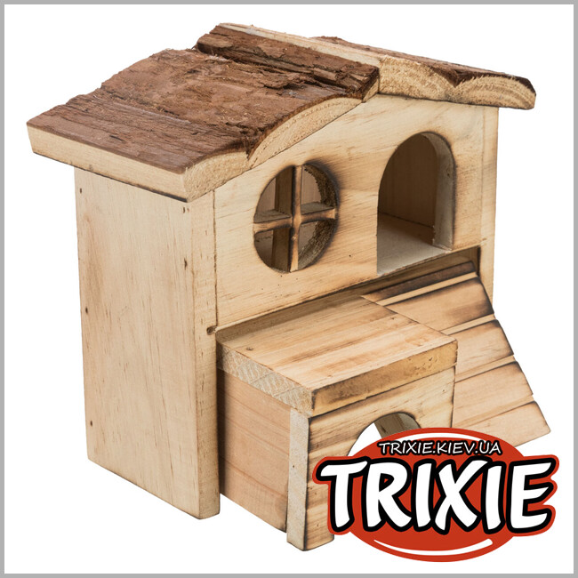 ТРИКСИ Украина - Домик для мышей Trixie 61960 двухэтажный "Kasja" (дерево/кора), 18х16х12см