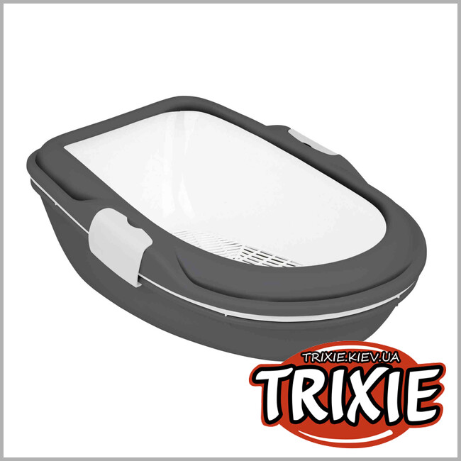 ТРИКСИ Украина - Туалет для кота Berto-TRIXIE XL (рама+сетка, 47 х 26 х 69 см, антрацит/белый)