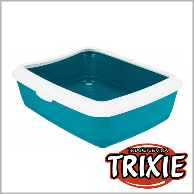 ТРИКСИ Украина - Туалет для кота с рамкой Classic-TRIXIE (пластик, 37 × 15 × 47 см, бирюза/белый)