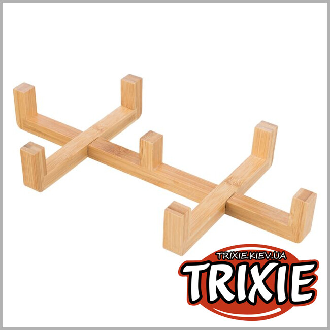ТРИКСИ Украина - Набор керамических мисок Trixie Bowl Set, ceramic/wood (0.3 l*6 × 16 cm)
