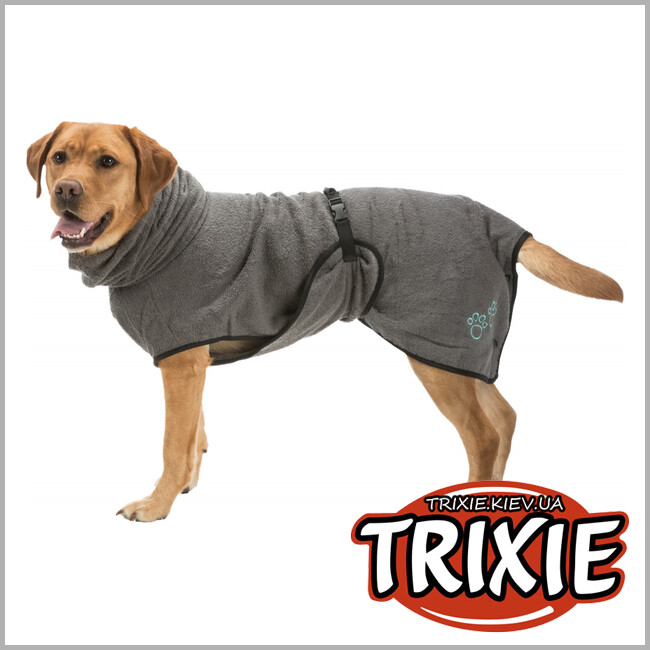 ТРИКСИ Украина - Халат-попона для собак махровый TRIXIE (XL: 75см,серый)