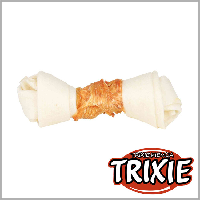 ТРИКСИ Украина - Лакомство для собак Trixie 31323 DENTA fun кость с узлами для чистки зубов курица 15см/70г