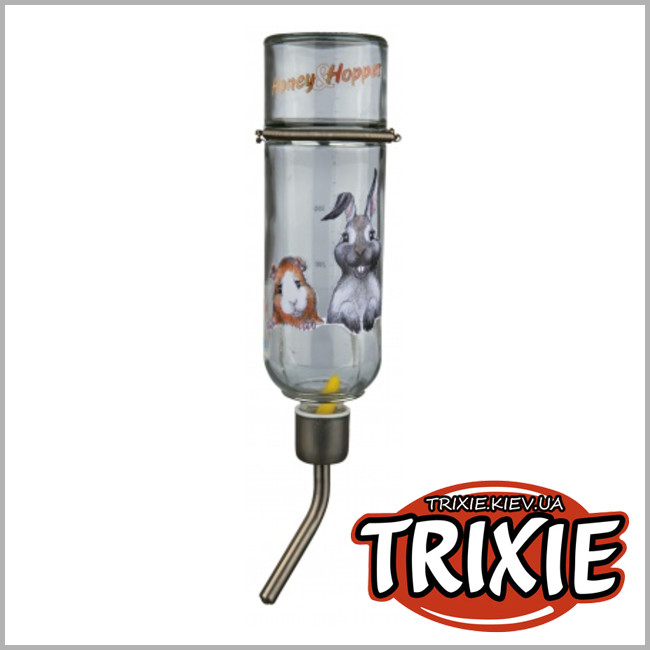 ТРИКСИ Украина - Стеклянная поилка для грызунов Trixie Honey & Hopper (стекло 500мл)
