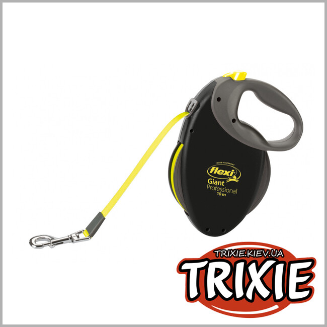 ТРИКСИ Украина - flexi NEON GIANT Tape Leash (10м до 50кг черный/неон)