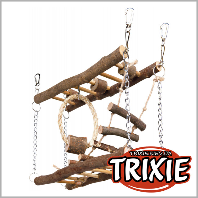 ТРИКСИ Украина - Комплекс подвесной мост для грызунов TRIXIE (дерево 7*17*27 см)