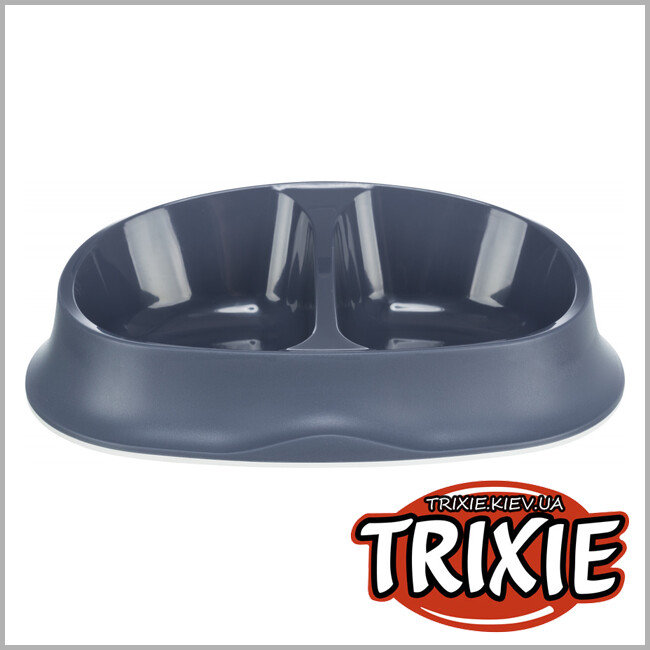 ТРИКСИ Украина - Двойная миска Trixie для собак ( 2 × 0,25 л / 10 × 12 см / 27 × 7 × 18 см.)