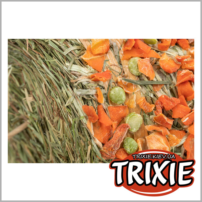 ТРИКСИ Украина - Тюк сена-маятник Trixie 60797 для подвешивания с горохом и морковью, 250гр