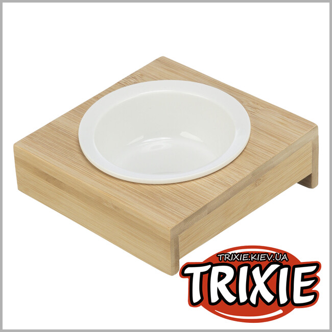 ТРИКСИ Украина - Миска на подставке для собак Trixie 24538 (керамика/бамбук), 0.25л/12см/15х5х15см