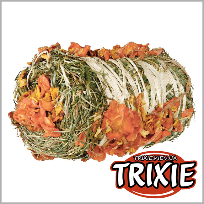 ТРИКСИ Украина - Тюк сена Trixie 60793 с тыквой и морковью для грызунов, 10х18см, 200гр