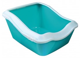 Туалет для кошки, с бортиком TRIXIE (Размер: 54х45,5х21см, Цвет: белый/аквамарин) - Trixie