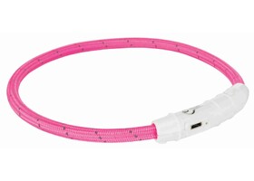 Ошейник для собак Trixie 12706 Flash Light Ring USB с подсветкой силиконовый розовый размер XS-S 35 см/7 мм - Trixie