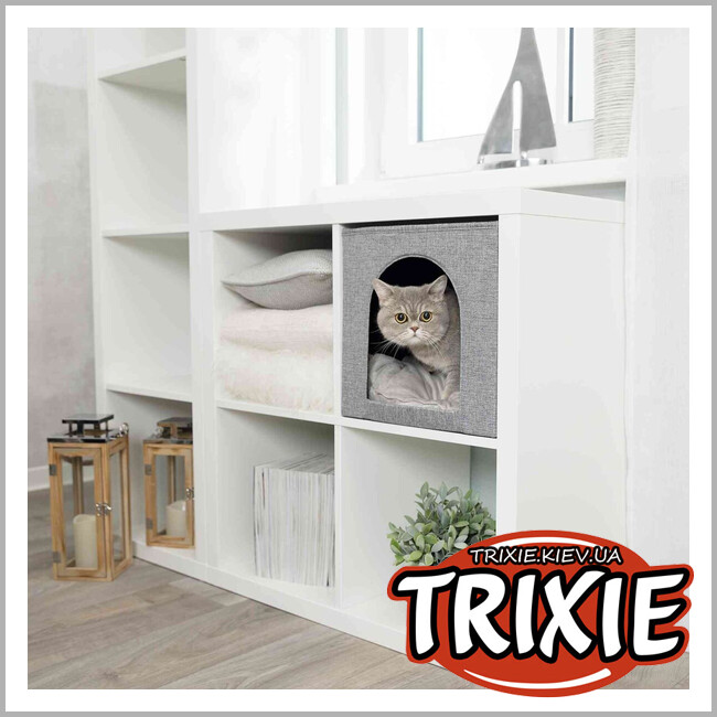 ТРИКСИ Украина - Лежак-пещера Trixie 44087 "Ella" для животных на полку, 33х33х37см, серый
