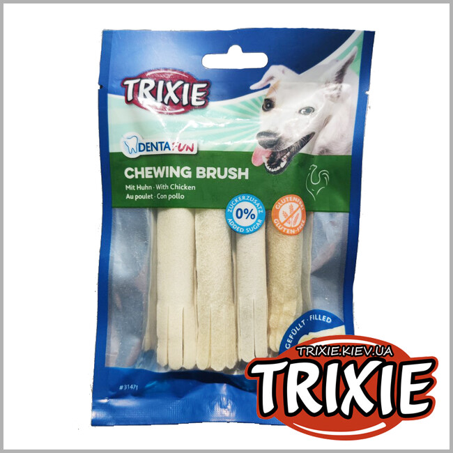 ТРИКСИ Украина - Жевательная палочка для чистки зубов  TRIXIE Denta Fun Chewing Brush  (курица 10см / 70гр / 4шт)