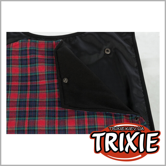 ТРИКСИ Украина - Пальто для собак Trixie Hermy 2 в 1 (черный/красный, S, 26-34*44-55*38 cm)