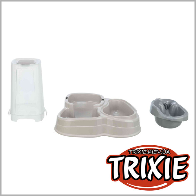 ТРИКСИ Украина - Диспенсер для еды и воды Trixie 24763, пластик,3.5л/37х32х31см,серый/серо-коричневый