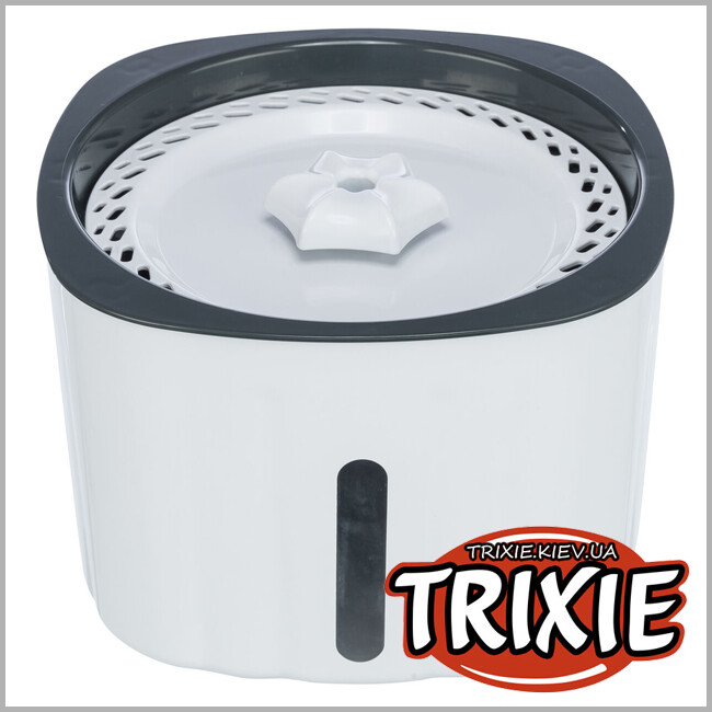 ТРИКСИ Украина - Поилка-фонтан Trixie 24446 Flower для кошек белый/серый пластик 2 л 18,5х13х18,5 см