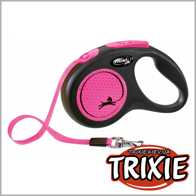 ТРИКСИ Украина - Флекси New NEON - TRIXIE (S, 5м/до 15кг, розовый неон)