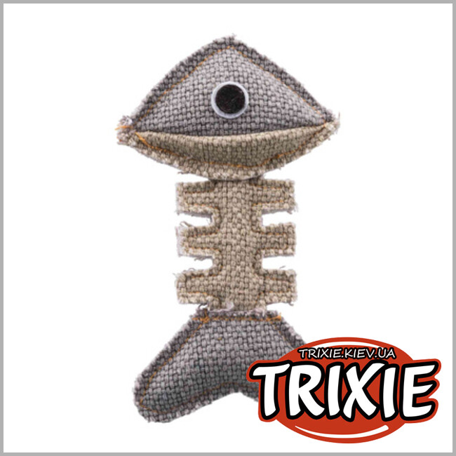 ТРІКСІ Україна - Trixie скелет риби з тканини та джуту - іграшка для котів (13см)