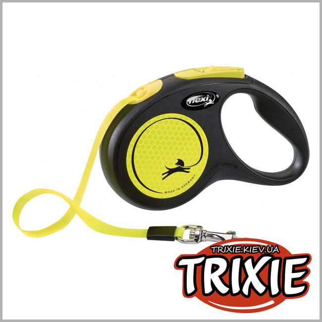 ТРИКСИ Украина - Флекси New NEON Trixie (S, 5м/до 15кг, желтый неон)