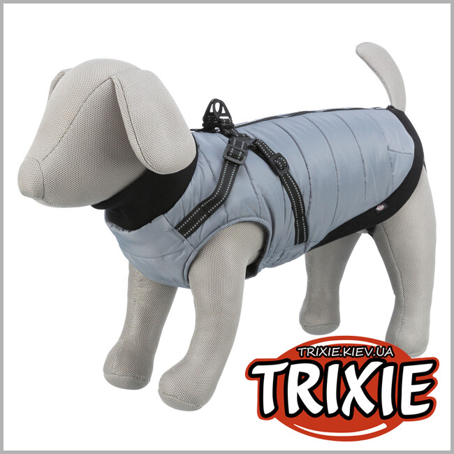 ТРИКСИ Украина - Пальто Trixie 680344 со шлейкой Pontis S: 36см, серый