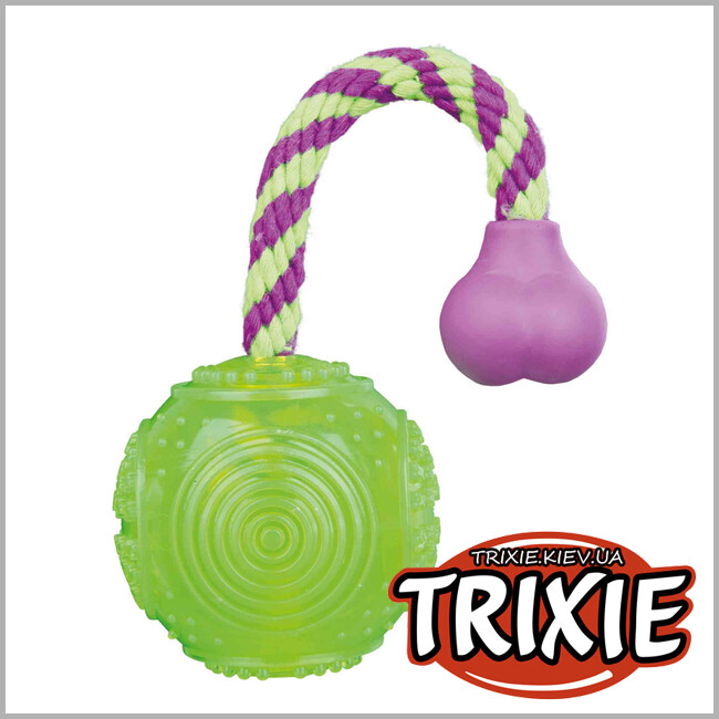ТРИКСИ Украина - Мяч на канате TRIXIE (резина, 7 см/25 см, разные цвета)