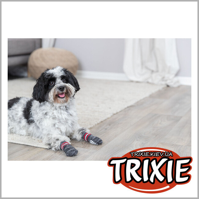 ТРИКСИ Украина - Носки для собак Trixie 19501, антиковзання,XS-S, сірий(2шт/уп)