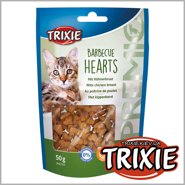 ТРИКСИ Украина - Лакомство для кошек Trixie 42703 PREMIO Barbecue Hearts с куриной грудкой 50г