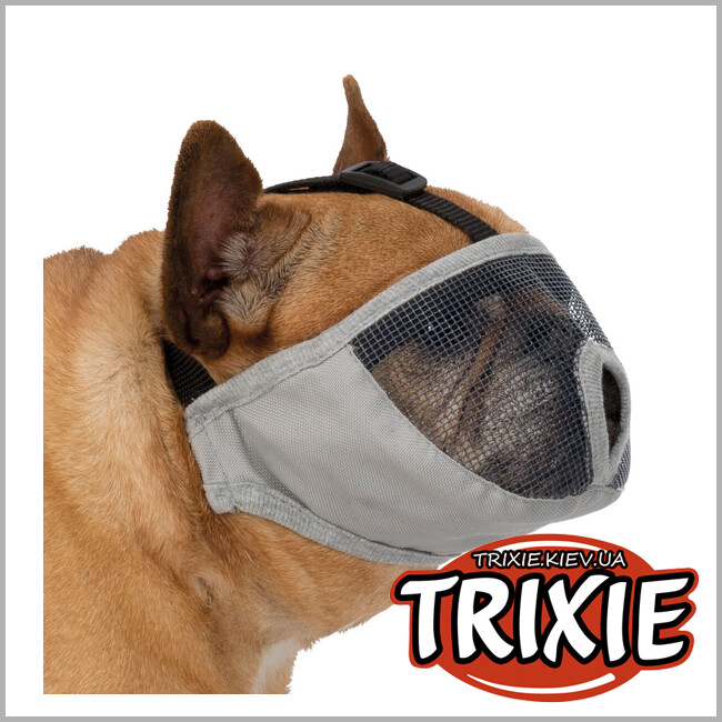 ТРИКСИ Украина - Намордник Trixie 17625 для коротконосых собак, полиэстер, S 23 см, серый