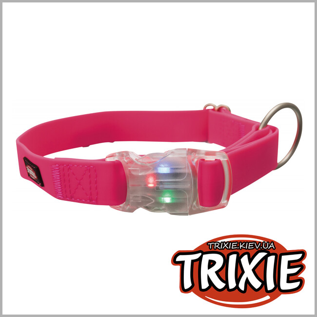 ТРІКСІ Україна - Нашийник з пряжкою з вбудованим спалахом TRIXIE (USB розмір: 40-65 см/25 мм, рожевий неон)
