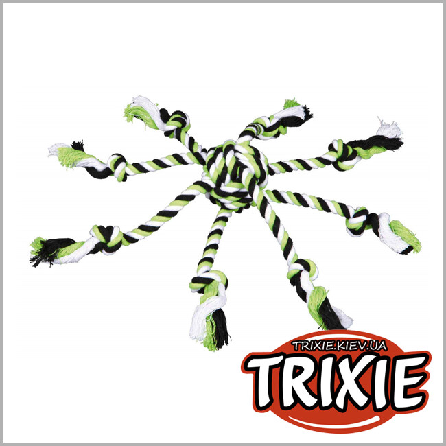 ТРИКСИ Украина - Мяч канат с веревками TRIXIE  Denta Fun Rope Toy (7см / 44см)