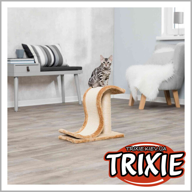 ТРІКСІ Україна - Дряпка-хвиля Trixie 4341 для котів Inca сизаль/плюш світло-коричнева 44х25х39 см