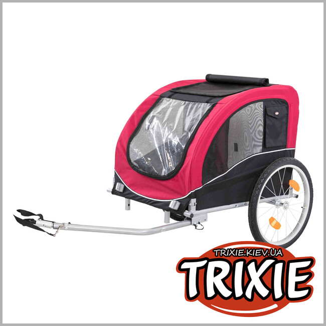 ТРИКСИ Украина - Велоприцеп Trixie 12814 для перевозки животных, М: 63х68х75/137 см, черный/красный